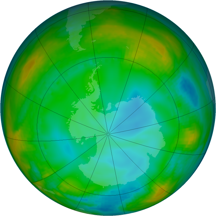 Antarctic ozone map for 13 July 1982